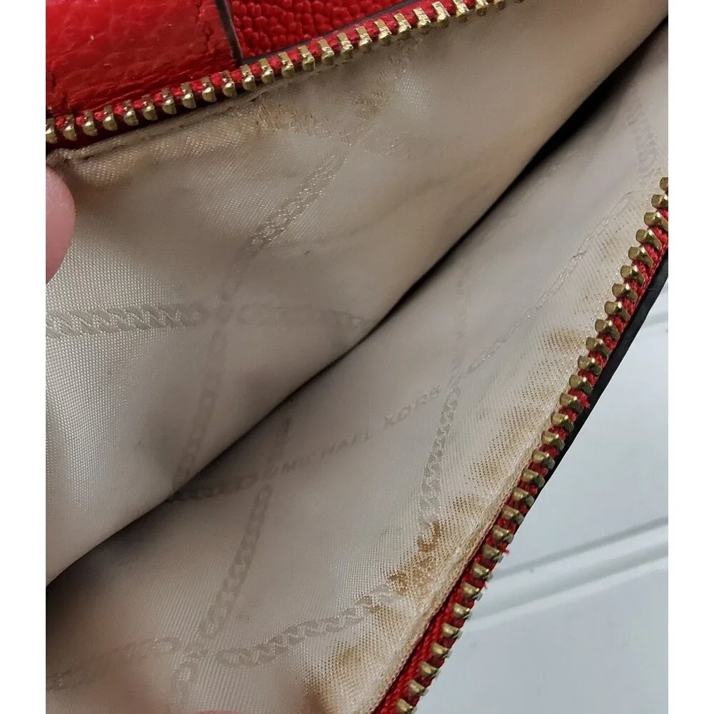 Michael Kors MK Pebbled Leather Double Zip Snap Wallet Wristlet Clutch